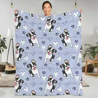 Love Boston Terrier Blanket Animal Travel Flannel Throw Blanket Super Soft Living Room Custom Bedspread Gift 1
