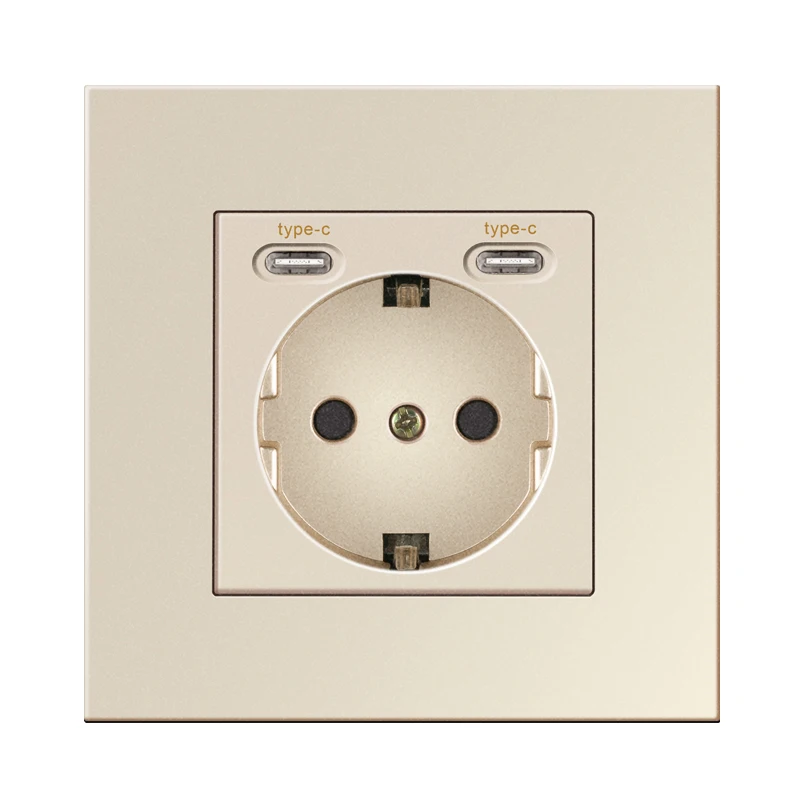 Enhanced Wall USB Plug with Dual EU Standard 16A AC Sockets – Modern Design 110V-250V Panel Socket