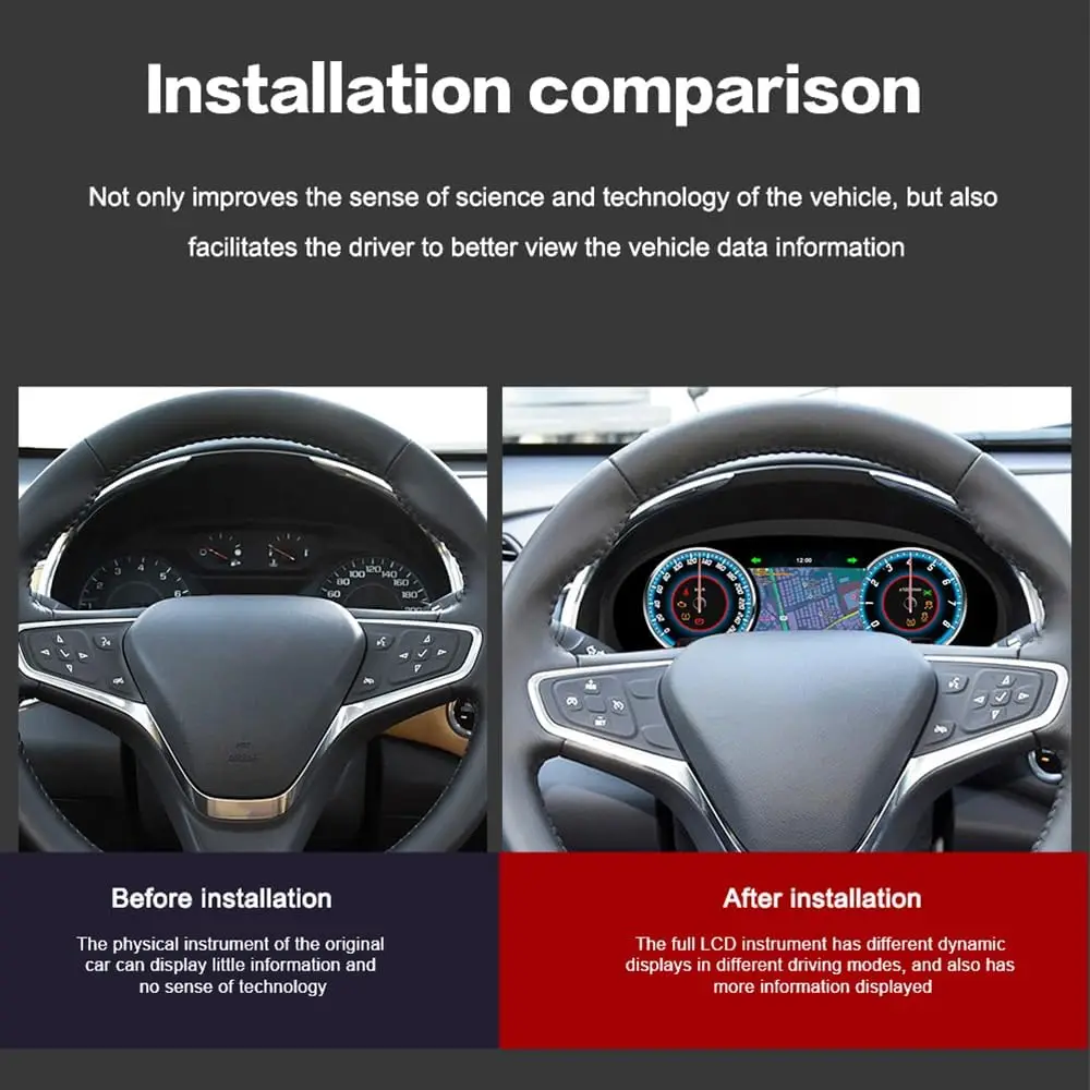 Cabina Virtual Android de 12.3 Pulgadas para Chevrolet Malibu XL 2016-2022, Panel Digital para Automóvil, Pantalla LCD, Velocímetro, Unidad Principal 6