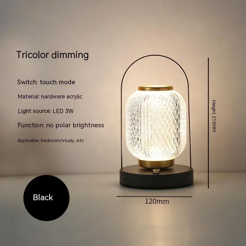 LED Decoration table lamp rechargeable retro acrylic night light bedroom living room bed USB touch lighting desk lamps