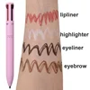Multi-effect 4 In 1 Eyeliner Eyebrow Pencil Contour Pen Long Lasting Waterproof Cosmetics Eyeliner Makeup Pencil Lip Liner Pen 3