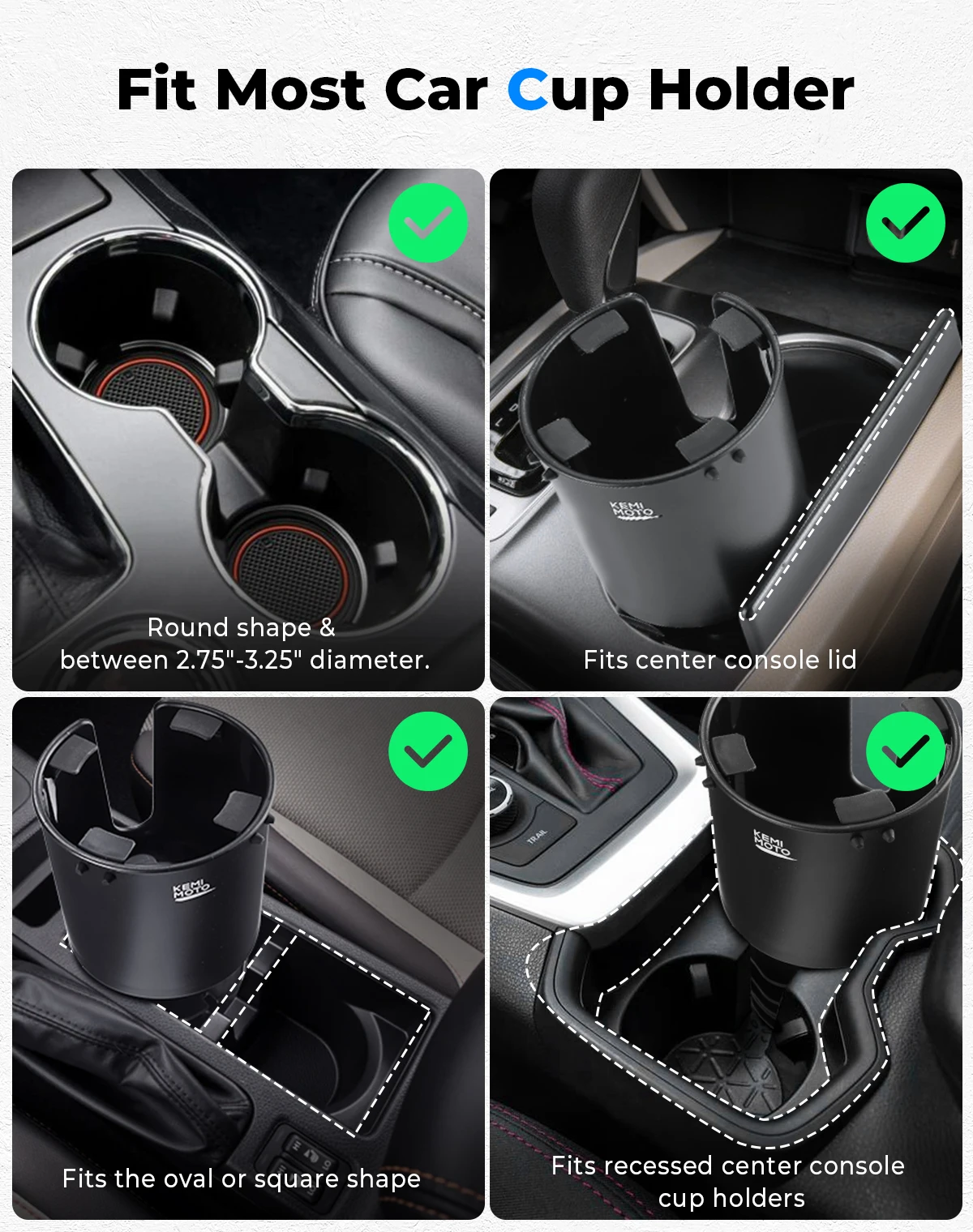 Expanseur Porte-Gobelet Voiture - Double Emplacement Réglable Pour Bouteilles 0,4L à 1,5L Et Téléphone - 10