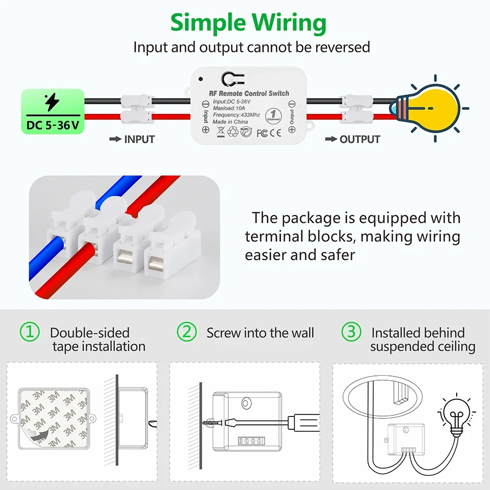 433MHz Mini Wireless Remote Control Switch Receiver