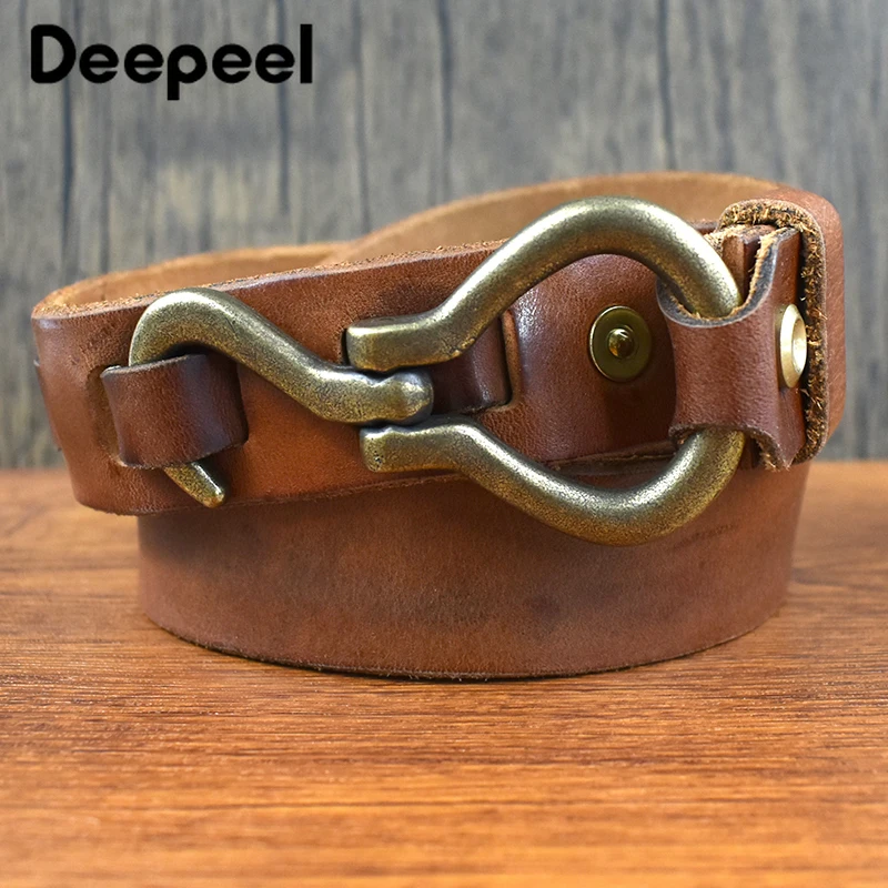 Deepeel Wide Genuine Leather Belt Cowhide Thickened Belts