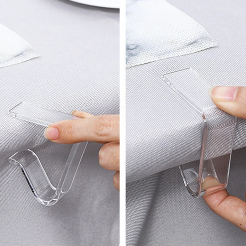 4pcs Tablecloth Clip Transparent Fixed Clip Household Table Cloth Holder Plastic Stopper Invisible Anti-slip Table Clips 6