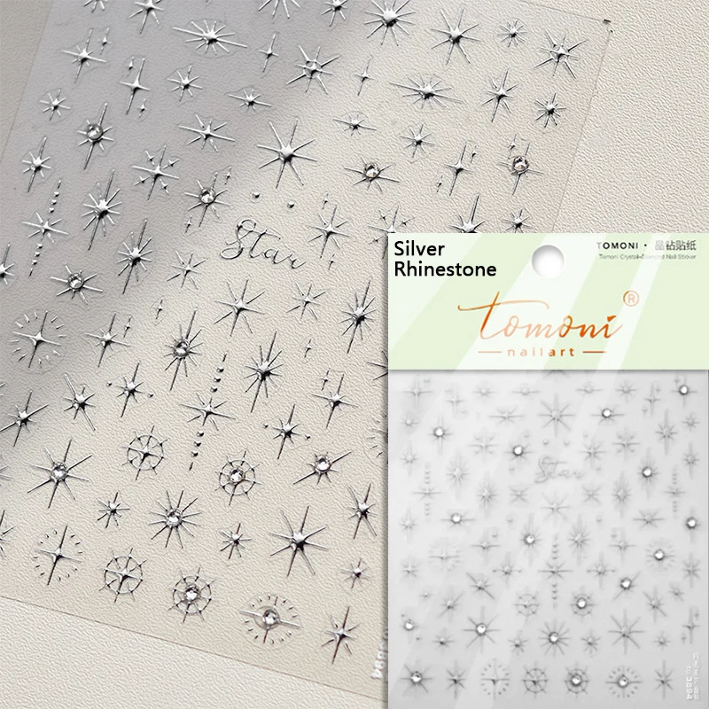 Radiant Glitter Star Rhinestone Nail Art Stickers