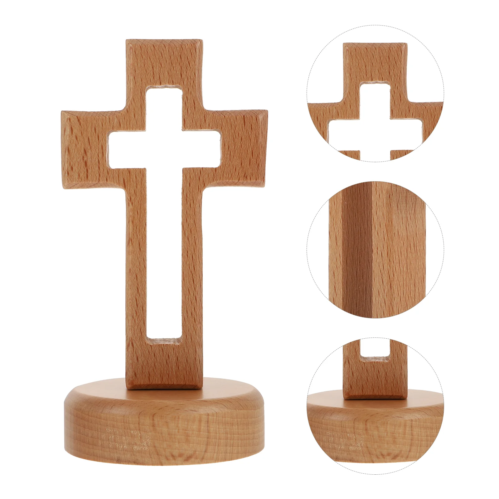 

Healifty Wooden Cross Standing Cross Religious Wood Cross Base Altar Table Church Christmas Home Desktop Decoration