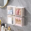 1pc Wall Mounted Cotton Pad Storage Boxes Dustproof Bathroom Organizer For Cotton Swabs Makeup Adhesive Jewelry Holder Box 4