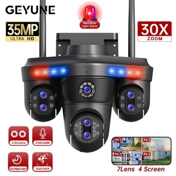 GEYUNE 35MP WiFi IP Camera 4 Schermi 7 Obiettivo 10X Zoom Esterno Senza Fili PTZ Telecamera di Sicurezza Auto Tracking CCTV Telecamera di Sorveglianza 1