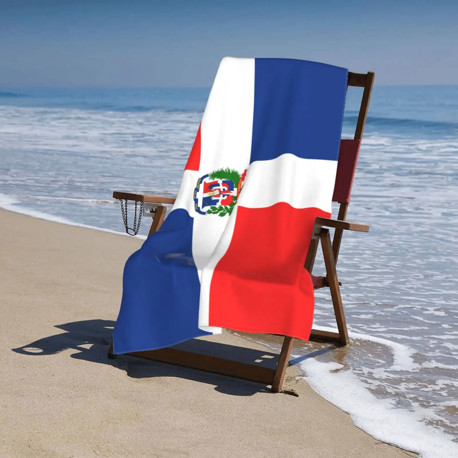 Dominican Republic Flag Print Quick-Dry Beach Towel Absorbent Soft Cozy Beach Towels for Adults Kids 80x130cm 4