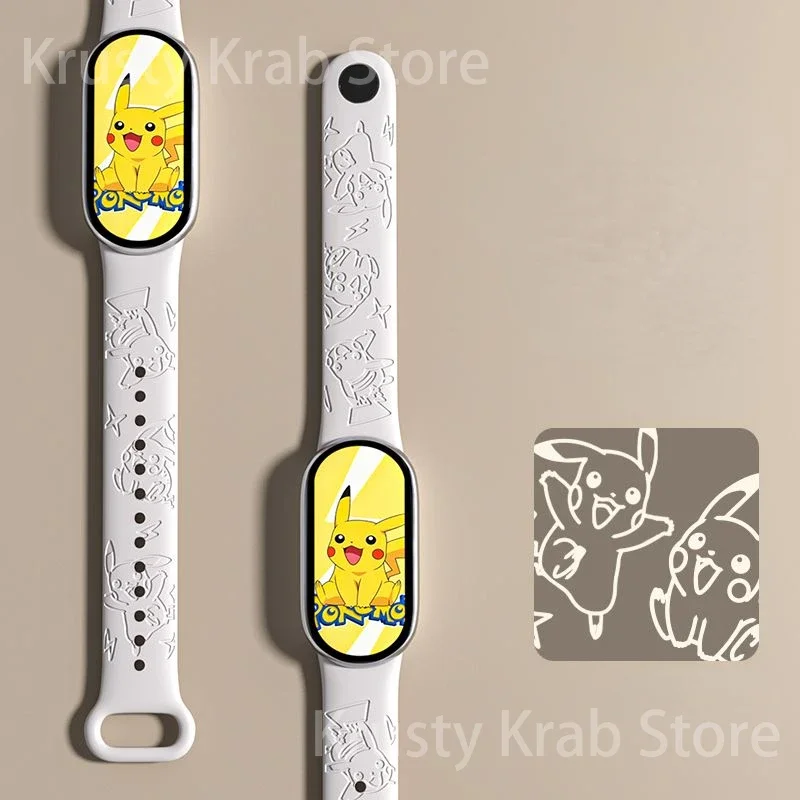 Pokemon Pikachu Cute Strap for Mi Band 8/7/6/5/4/3 Silicone Laser