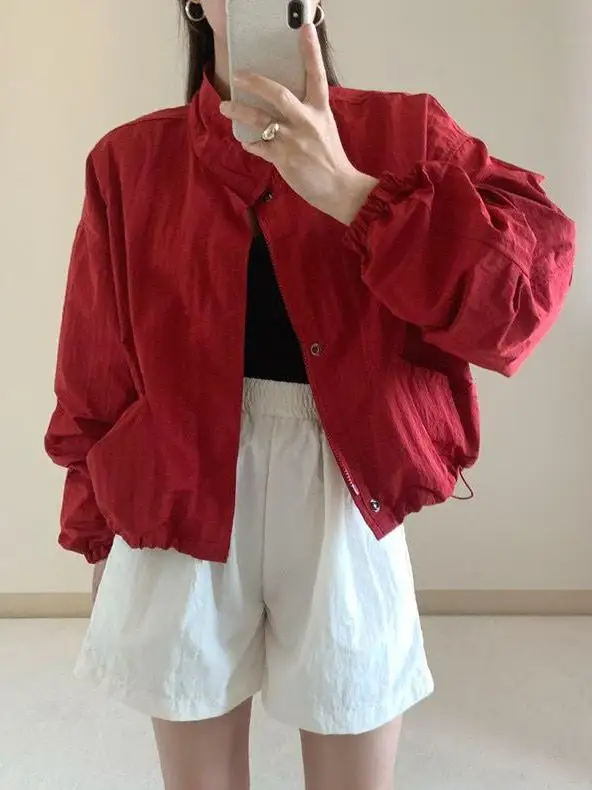 Women Jackets Office Wear Woman Ladies Simple Slim-Fit Pure Front Pocket Button Versatile Solid Color Autumn Winter Warm Basic - 2