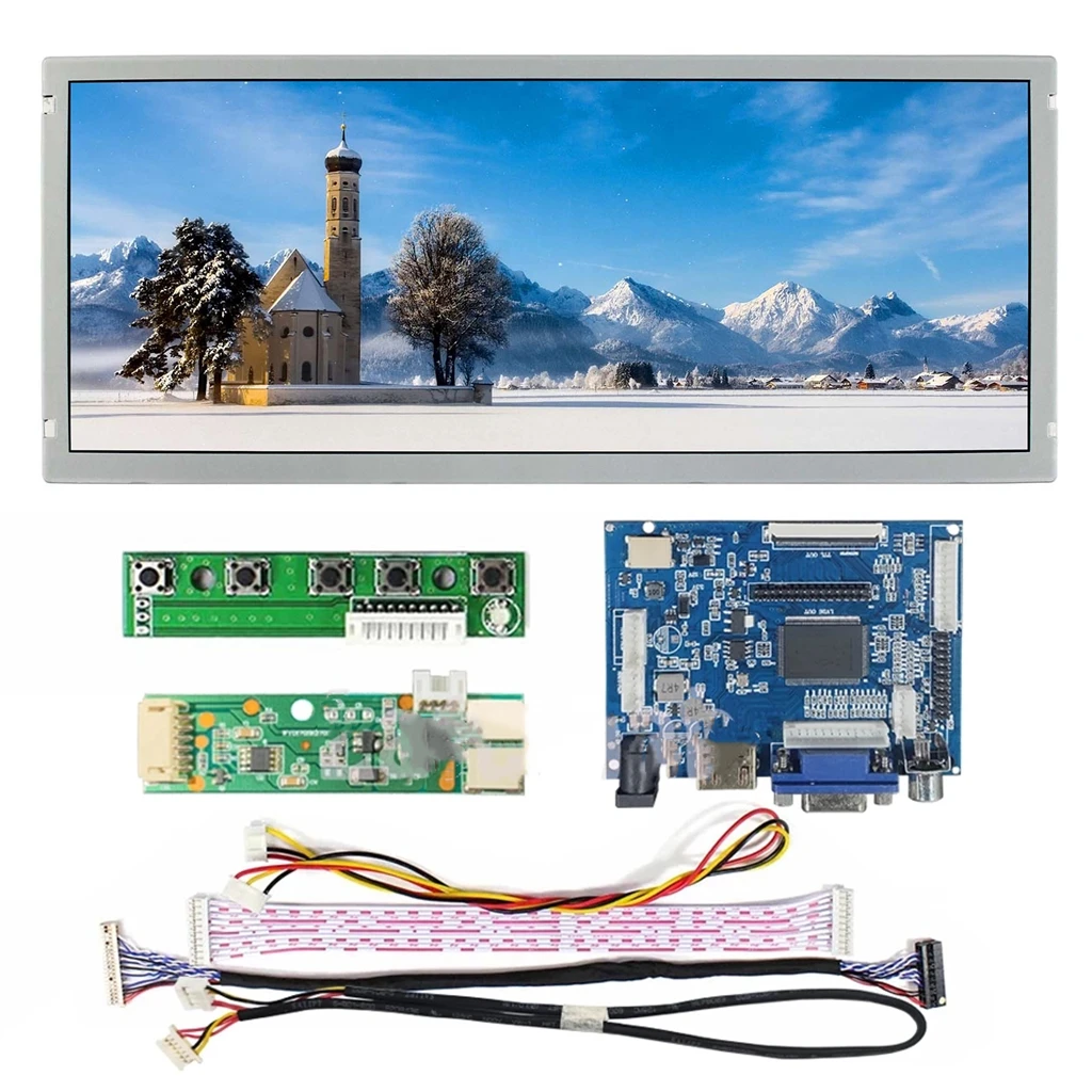 Polegadas Lq123k3lg01 Led Lcd 1280 × 480 Tela Monitor com 2av Vga Hdmi Controlador Driver Board Controle Monitor Kit Novo 12.3