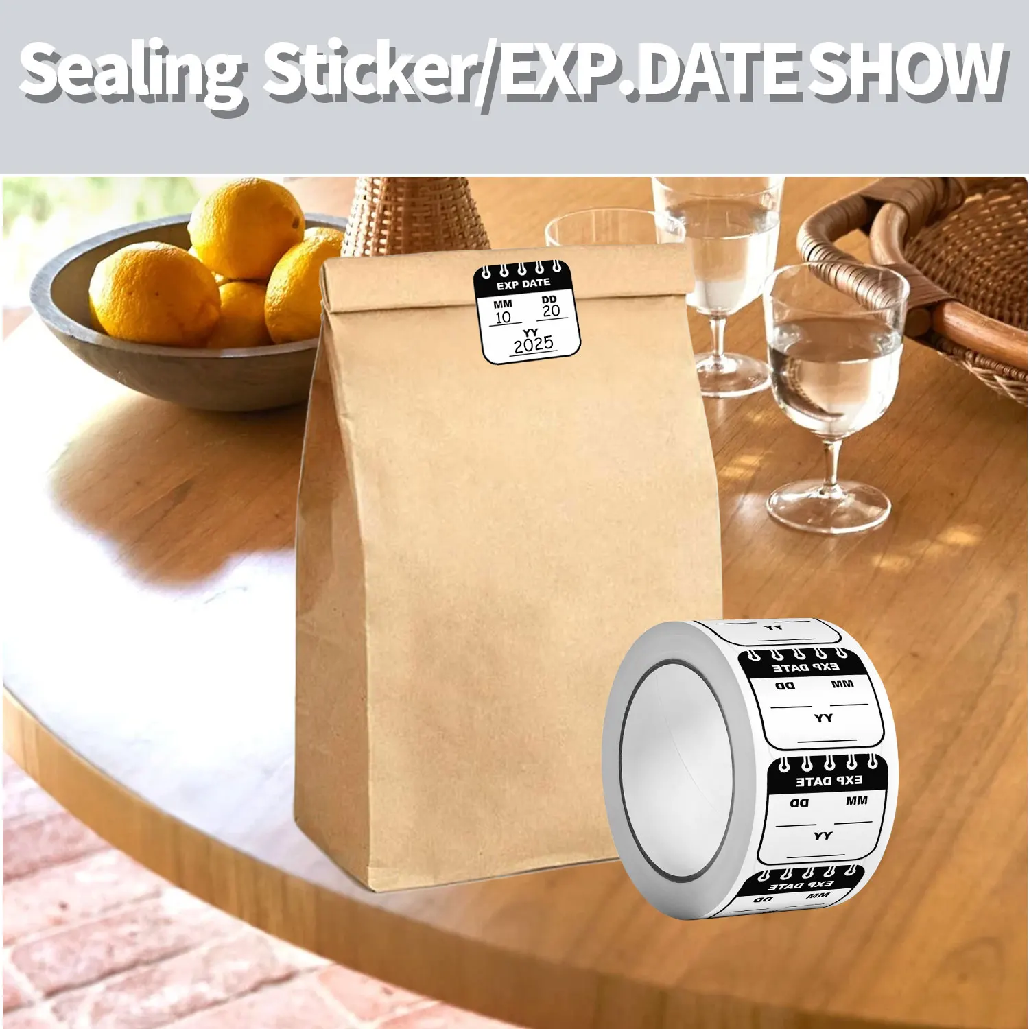 1롤(200개) 유통기한 식품 회전 기간 스티커 검정색 지워지는 펜 포함 1.18*1.18'' 안전 날짜 냉동실 팬트리 인덱스 라벨