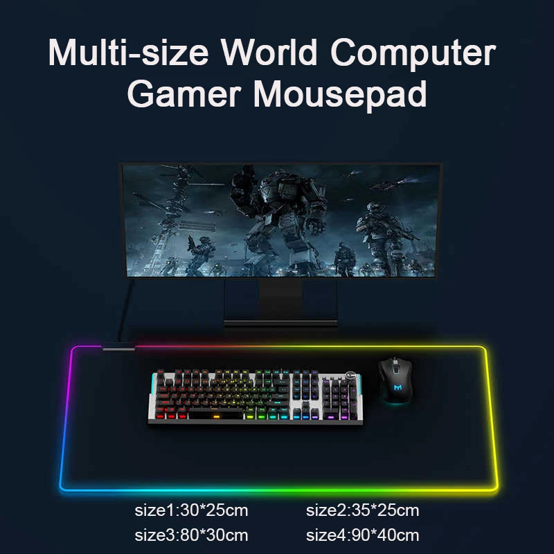 RGB Mouse Pad Keyboard Cover Desk-mat Large Gaming Mouse Pad Multi-size Colorful LED Computer Gamer Mousepad Waterproof Desk Mat 6
