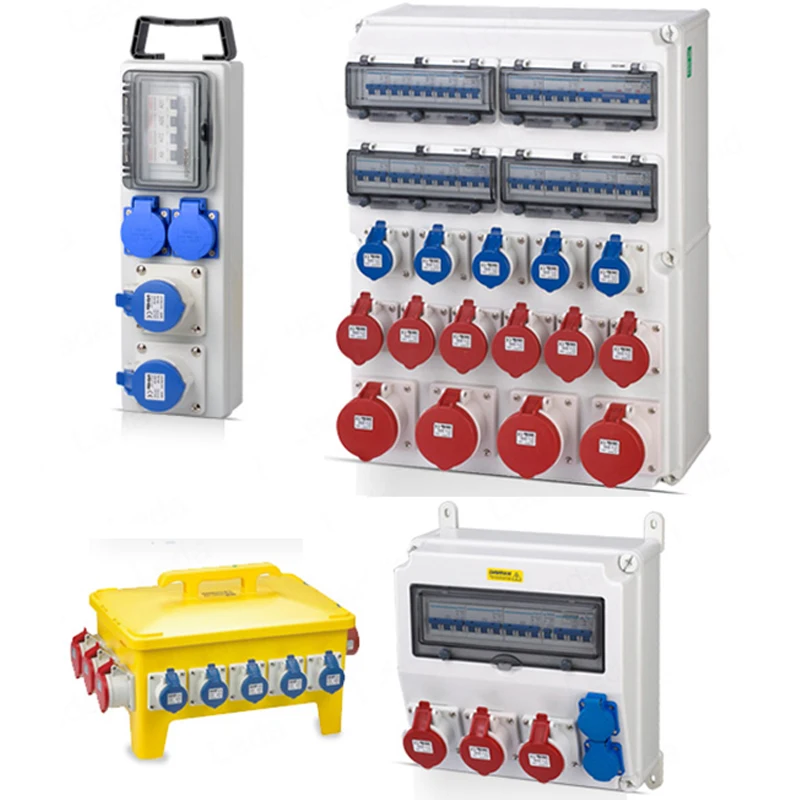 Distribuzione Della Scatola Di Distribuzione Presa Industriale Esterna Impermeabile 380V Alimentatore Mobile A Parete Uk Us Eu Fr It Ip44/Ip6