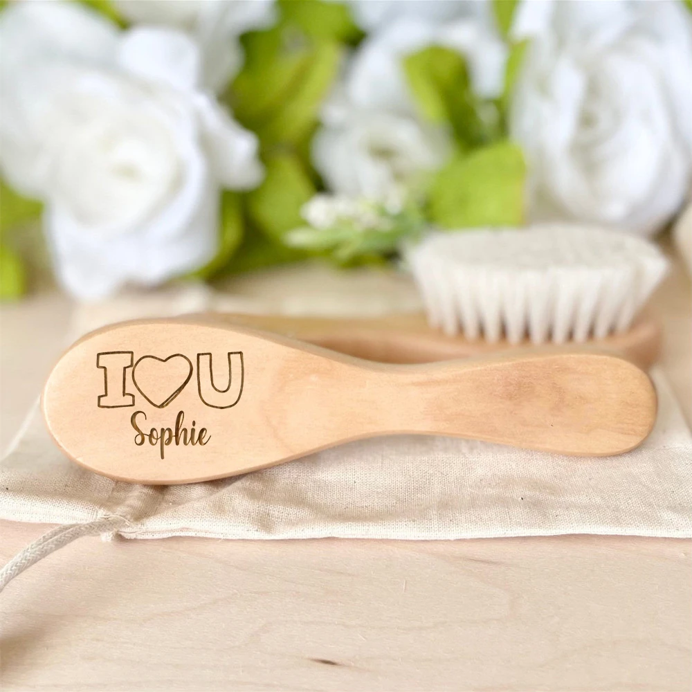 Personalized Baby Hairbrushes Custom Name Wooden Newborn Hair Brush Infant Comb Brush Birth/Baptism/Birthday Baby Shower Gifts hair comb hair brush comb hair comb set baby care set