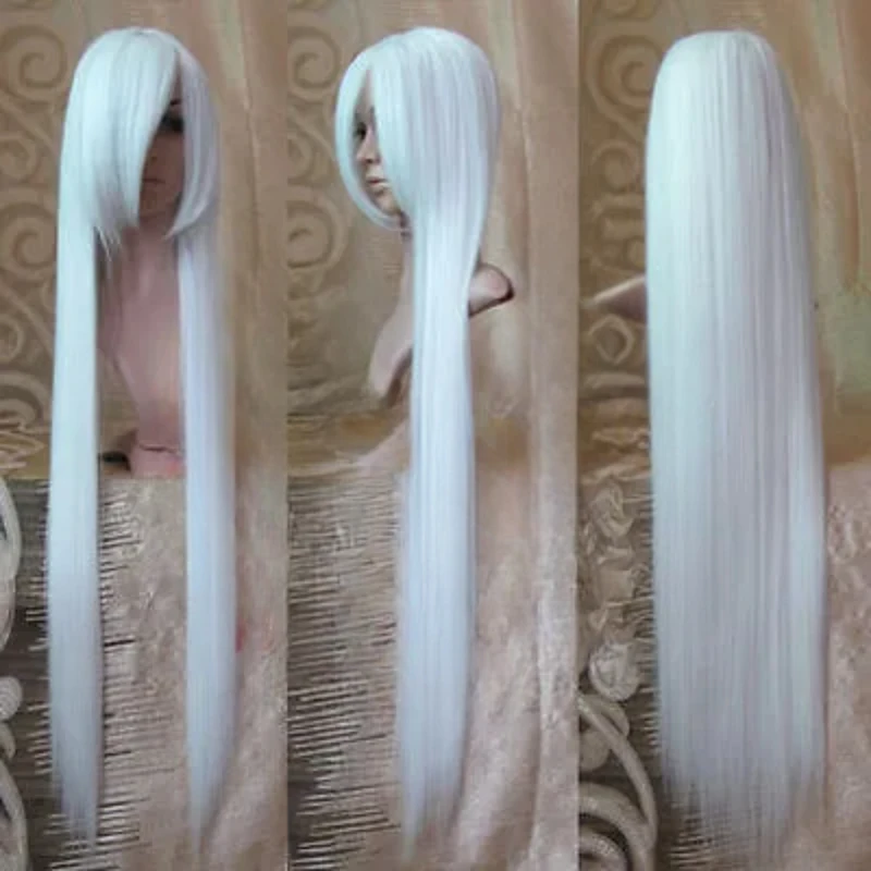Vampire Knight Shizuka Hiou 100Cm Lungo Bianco Dritto Parrucca Costume Cosplay