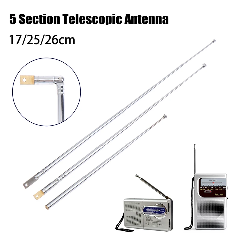 

5 Section 17/25cm Metal Full-Channel Am Fm Radio Antenna Telescopic Antenna Rotating Antenna Aerial M2.5