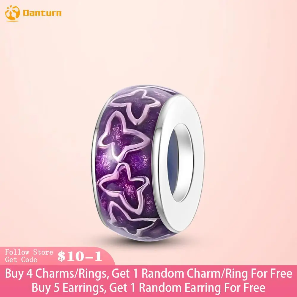 

Danturn 925 Sterling Silver Beads Purple Butterfly Charm fit Original Pandora Bracelets Fashion Women Jewelry Free Shipping