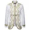 Men's Black Single Button Embroidery Suit Jacket Brand Stand Collar Slim Fit Wedding Groom Blazer Men Stage Singer Costume Homme 4