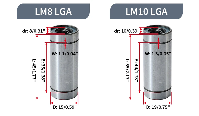 Hochtemperaturbeständiges Stahlkäfig-Linearbewegungslager LM8GA LM10GA LM12GA LM16GA LM20LGA LM25LGA LM30LGA LM35LGA LM40LGA – Detail 9