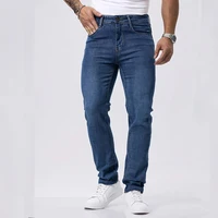 Printemps automne hommes d'affaires jean décontracté droit Stretch mode classique noir ciel bleu gris travail Denim pantalon marque vêtements 3