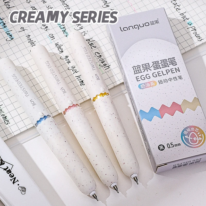 3 Pcs/Set Mini Portable Egg-shaped Gel Pens Stylish Rotating Refill 0.5mm Pocket Pens Quick-Dry Smooth Writing Black Ink Pens