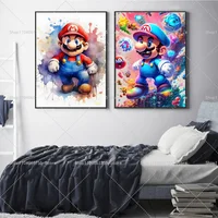 1PC Bandai Anime Cute Character Super Mario Poster Self-adhesive Art Waterproof Paper Sticker Coffee House Bar Room Wall Decor 3