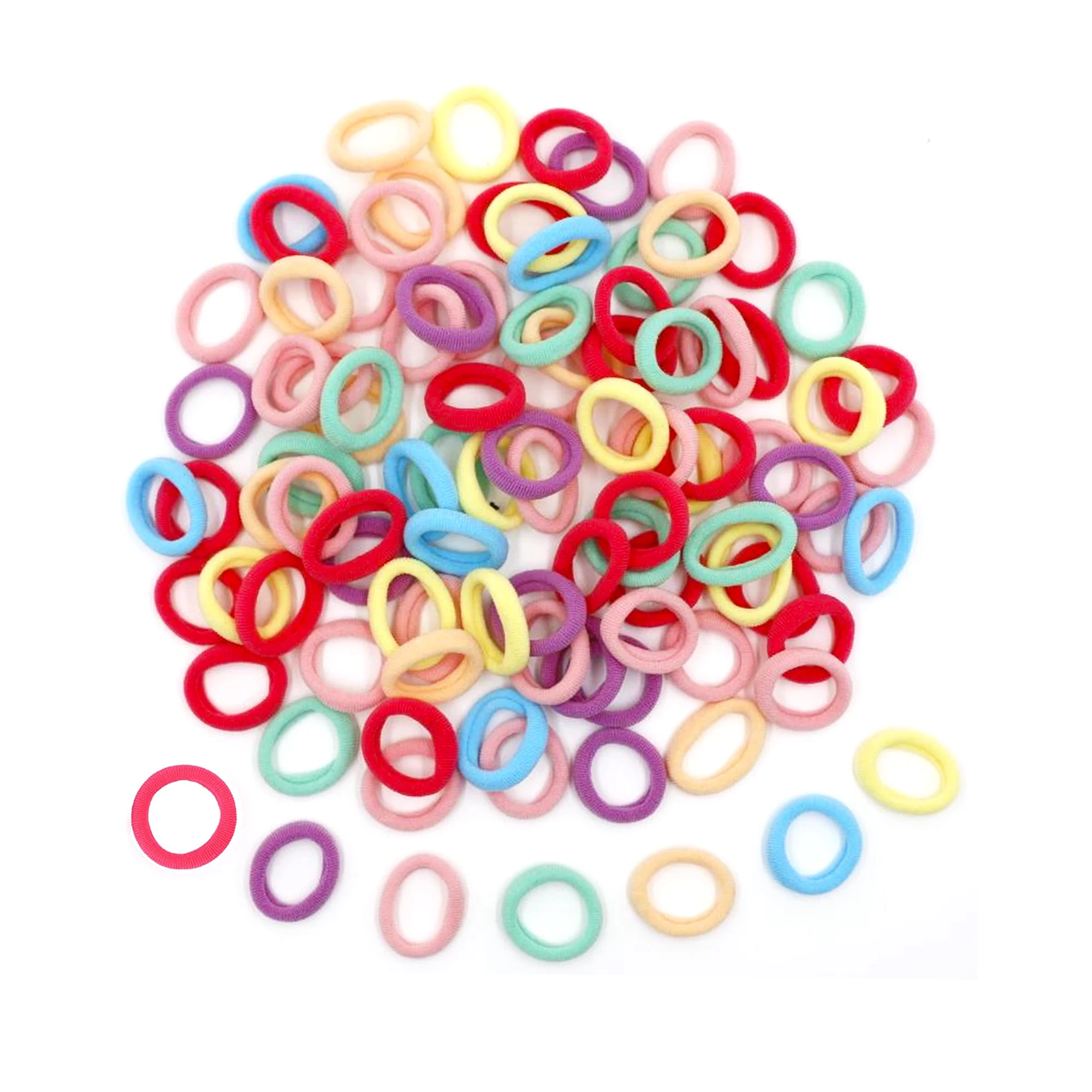100 Piece Small Hair Tie Ladies, 2cm Elastic Hair Tie Ponytail Colourful, Mini for Baby Toddler Girls