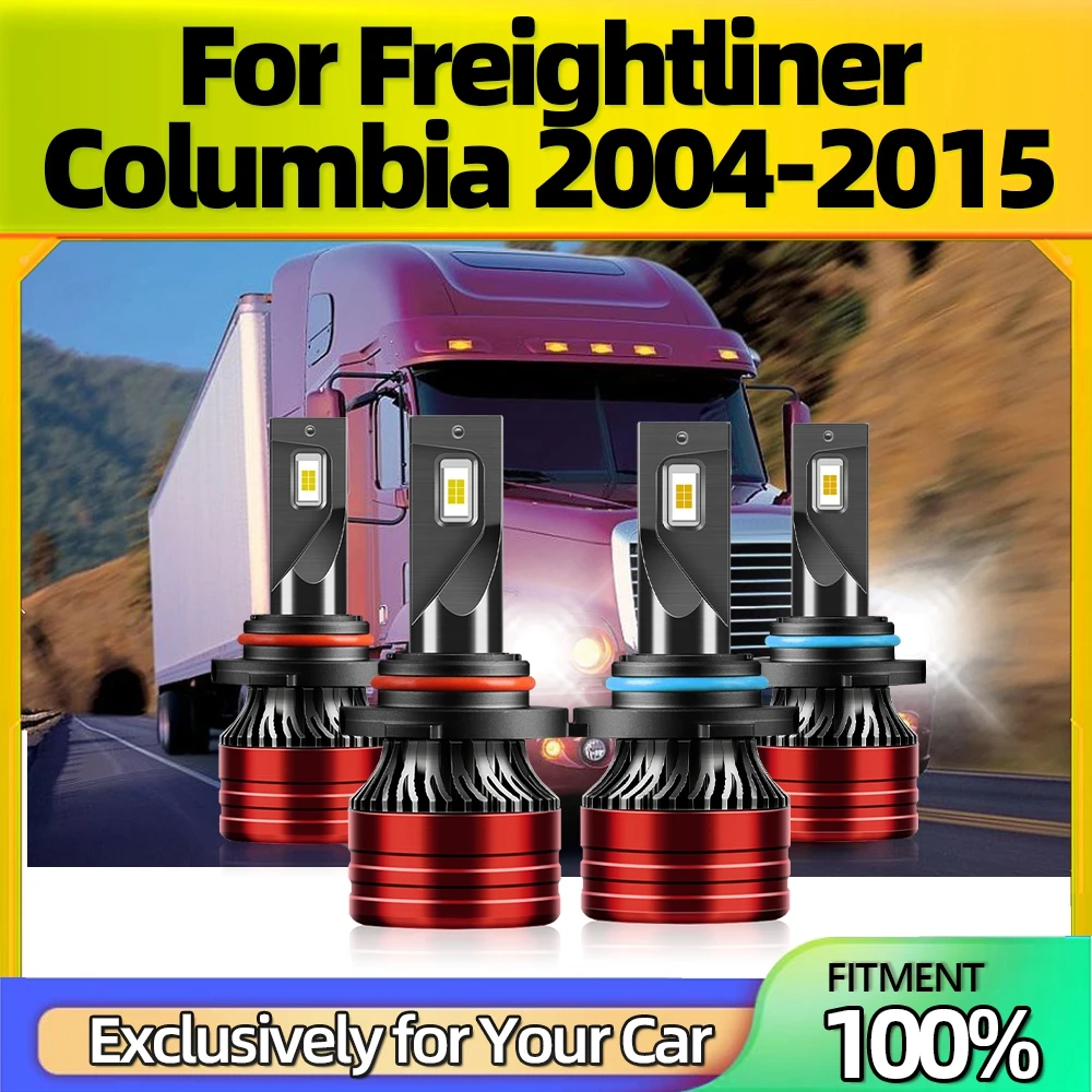 

4x Внешние Автомобильные фары 9005 9006 Высокая Низкая 25000LM 6500K 110W супер яркость IP68 ДЛЯ Freightliner Колумбия 2004-2015