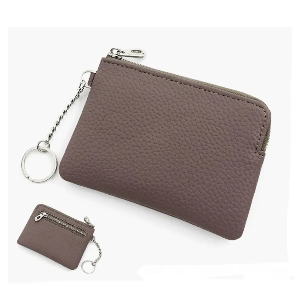 Elegant Women's PU Leather Short Wallet - Solid Color Zippered Mini Coin Purse with Keychain and Card Holder