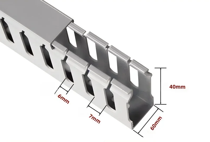 Flame Retardant PVC Cable Management Tray with Open Slot Channel - Desk Wire Organizer and Industrial Cabinet Box Raceway