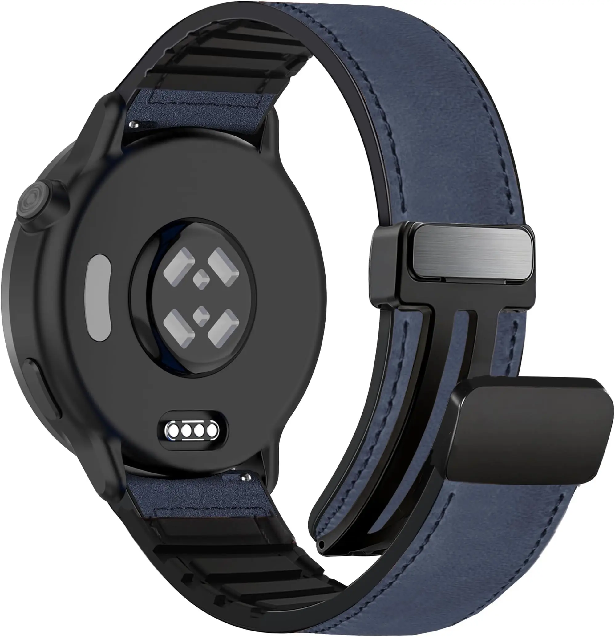 Magnetic Leather-Silicone Hybrid Watch Band