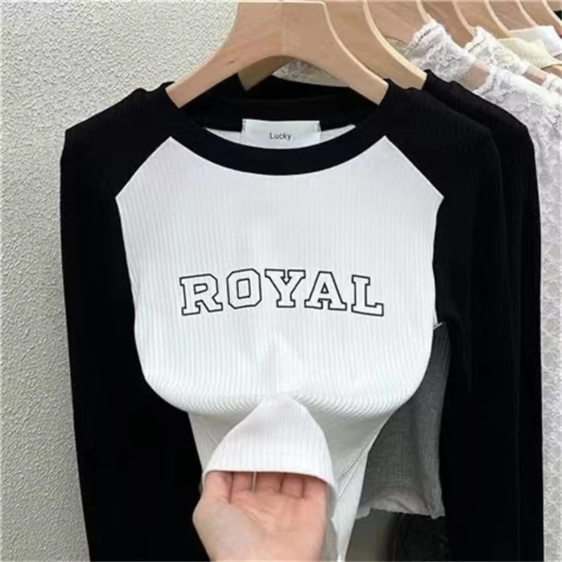 

Girls 2023 Spring Autumn 100% Cotton T-Shirt Sweet Children Letter Pattern Top Bottom Clothes