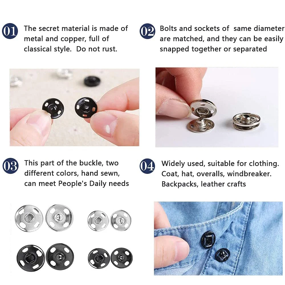 Sewing Hooks And Eyes Set,sew-on Snap Buttons, Diy Clothing