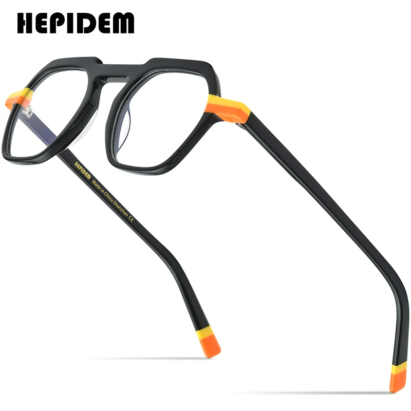 

HEPIDEM Multicolor Acetate Glasses Frame Men Retro Square Eyeglasses Women Optical Optical Spectacles Myopia Eyewear 9221