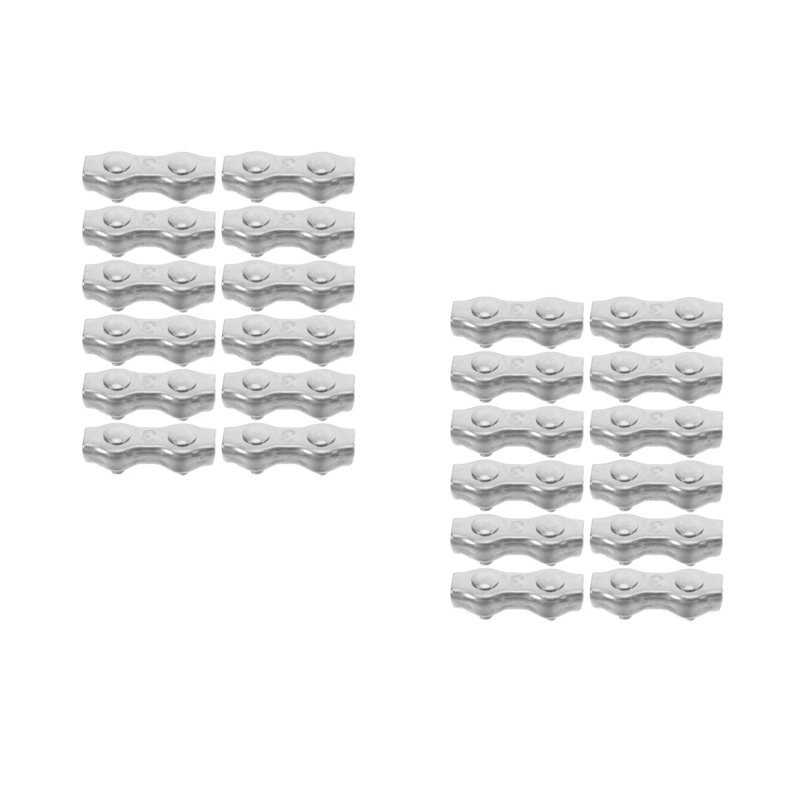 24 pcs Stainless Steel Double Clip Wire Rope Clamps Electric Fence Wire Connector Cable Clips For Indoor Outdoor Post Cable Cla