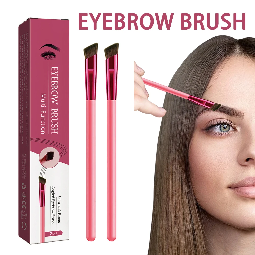 

2pcs Eyebrow Brush Ultra-thin Flat Eyebrow Brushes Eyeliner Brush Angled Brow Contour Cosmetic Makeup Brush Beauty Tools