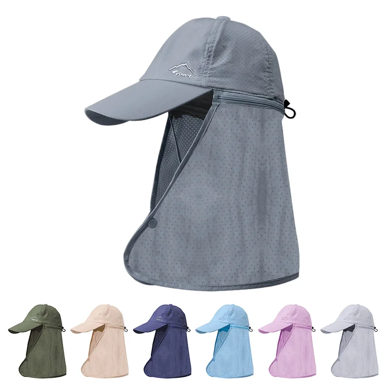 Chapeau de soleil unisexe avec châle - Léger pour pêche sportive et protection solaire