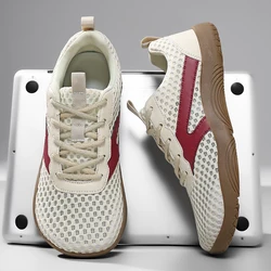 Men's Breathable Barefoot Wide Toe Minimalist Sneakers with Non - Slip Rubber Sole - 45 (Beige)