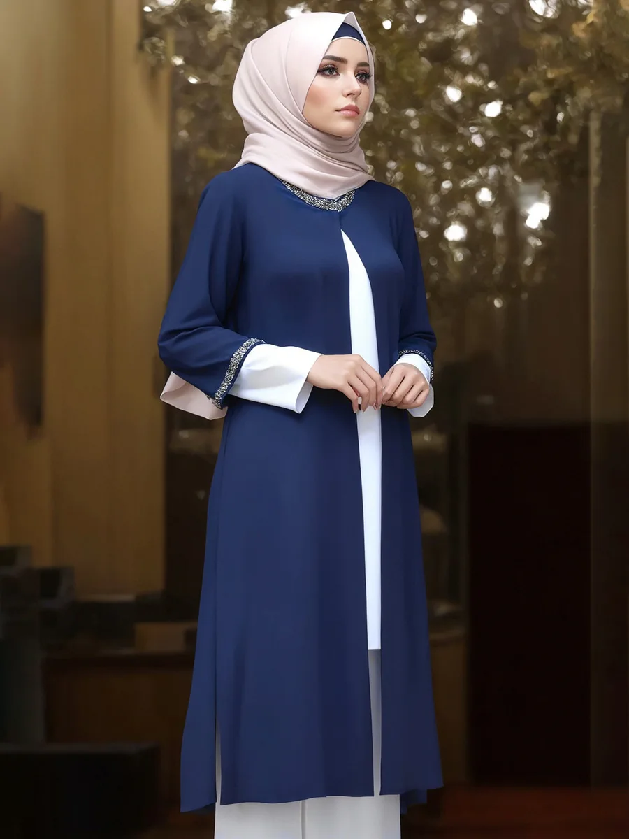 New Southeast Asia Middle Eastern Arab Dubai Turkish Islam Women Elegant Modest Dress Muslim Woman Abaya Robe Open Abayas 3