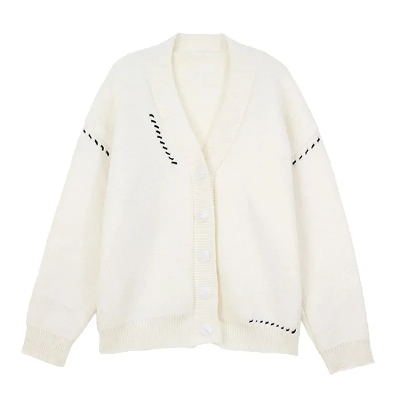 

Lazy style Loose Fitting Fashionable Minimalist Sweater Cardigan Jacket Spring Autumn 2023 New Women's Loose Design Small Knit T