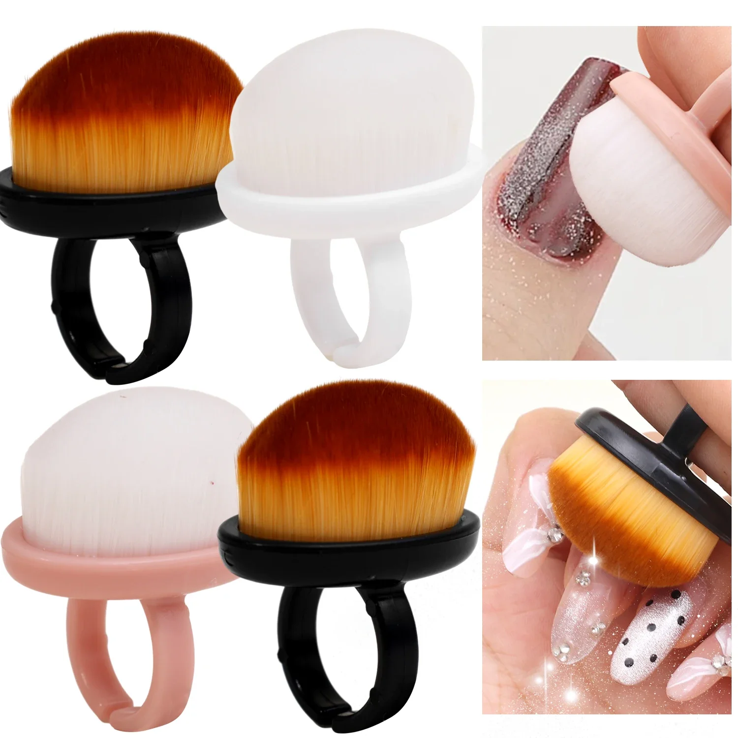 1-10pcs Nail Art Dust Brushes Nails Polish Clean Brush Ring Soft Hair Dust Removal Oval Gel Dust Cleaning Finger Manicure Tools 2