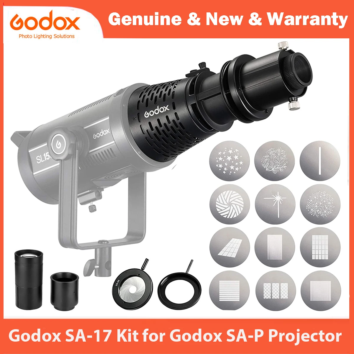 

Godox SA-17 Kit for Godox SA-P Projector to Bowens Mount S30 VL150 VL200 VL300 SL200II LED Continuous Light SA-P SA-06 Iris