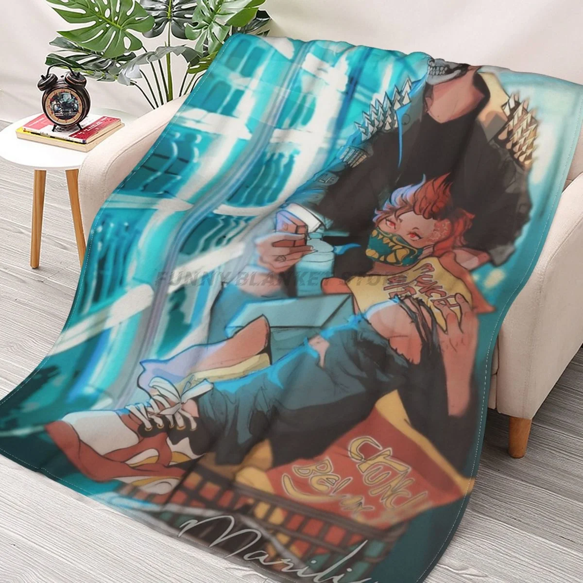 

Kiribaku Punks Throws Blankets Collage Flannel Ultra-Soft Warm picnic blanket bedspread on the bed