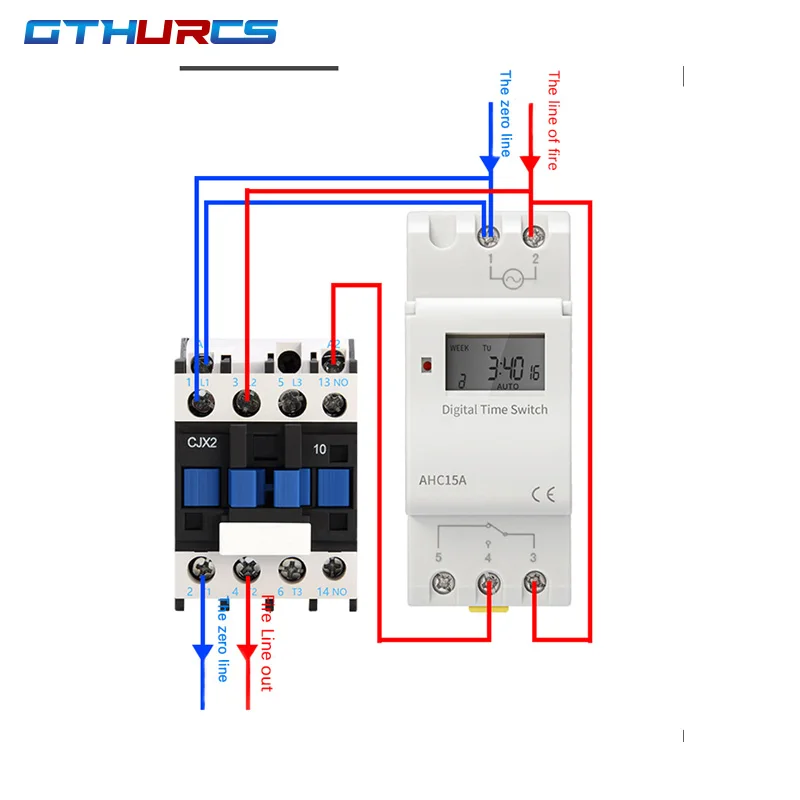 THC15A DIN Rail 4 Pin Voltage Output Digital Switch Timer 220V 110V 24V 12V  Electronic Time  Relay with Replaceable Battery