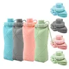 600ml Silicone Folding Bottle Adult Portable Reusable Plastic Cups Outdoor Travel Gym Water Bottle Motivational Drinking Bottle