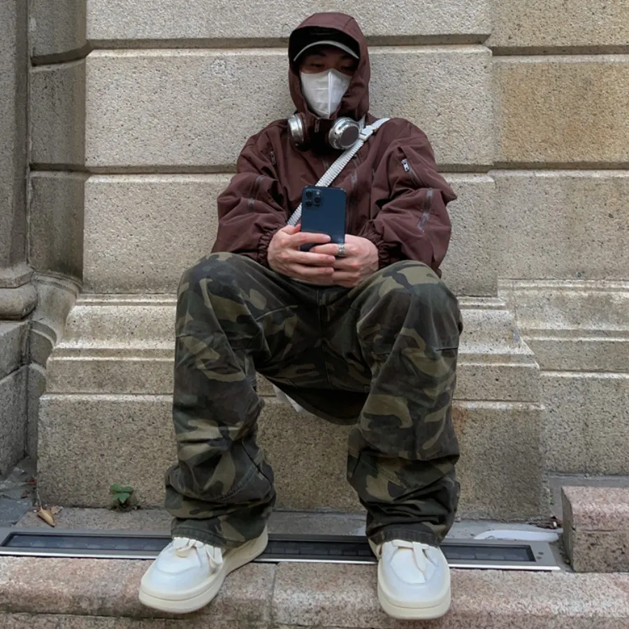 2023 American Retro Streetwear Pants Hip Hop Casual Men and Women Fashion Brand Loose Straight Camouflage Cargo Pants