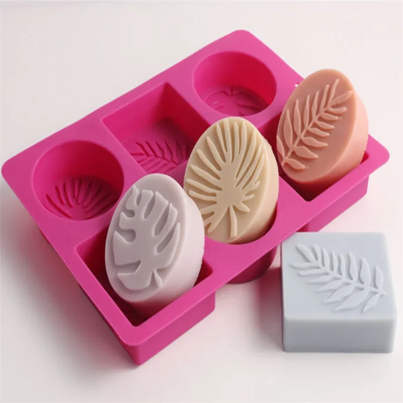 Silicone Soap Mold Round and Square Leaf Handmade Soap Making Supplies Diy Plaster Resin Candle Material Kit Cake Baking Tools silicone soap molds epoxy resin molds